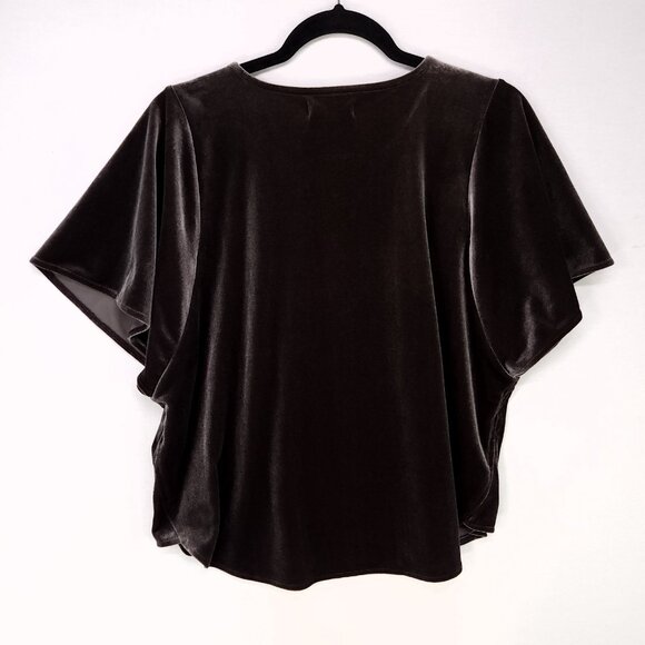 Madewell Velvet Butterfly Top Size Medium Dolman Flutter Short Sleeve - Picture 2 of 12